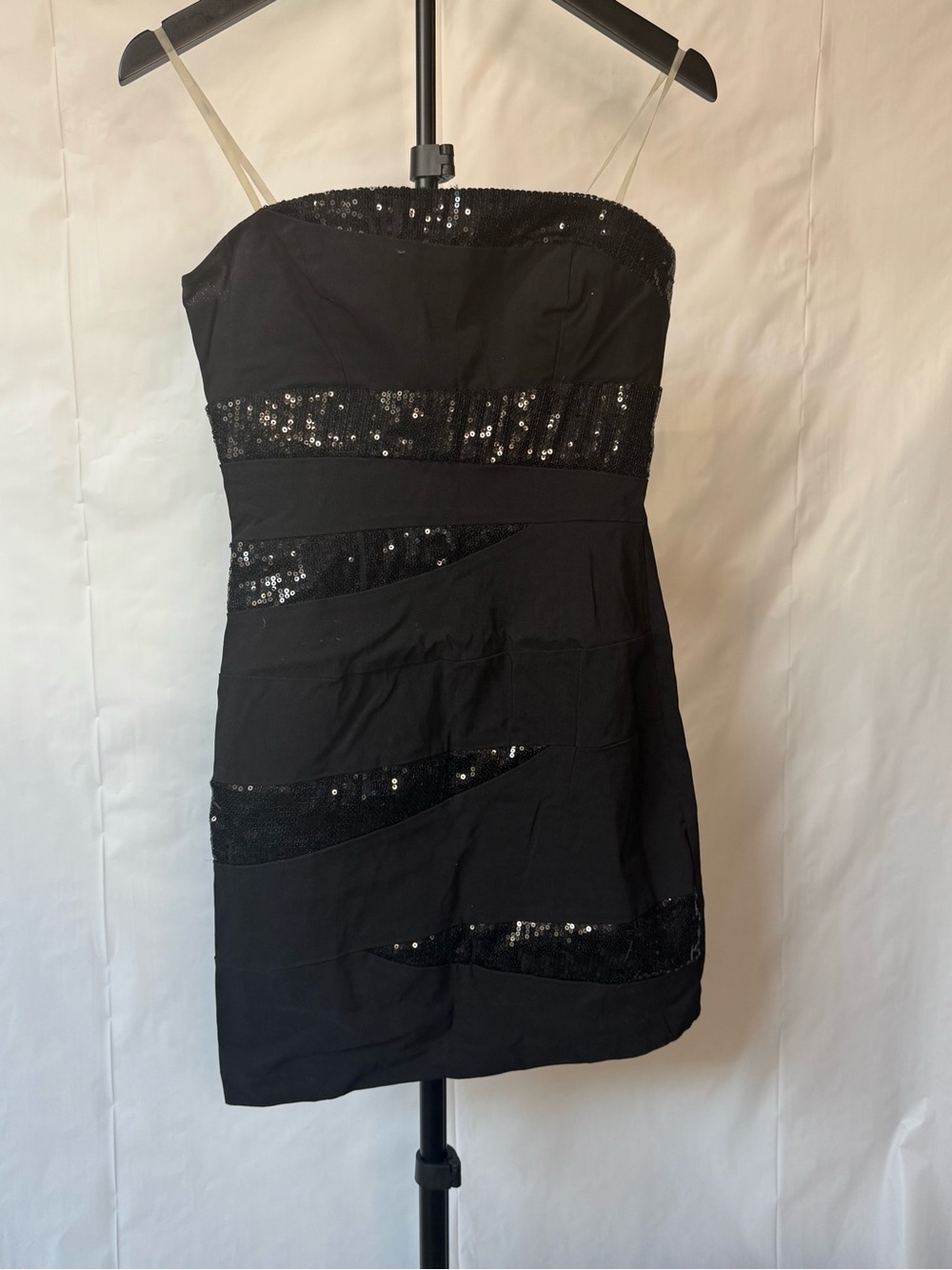Body Central Black Strapless Mini Dress with Sequin Bands